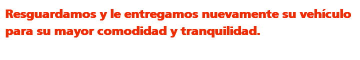 Resguardamos y le entregamos nuevamente su vehículo para su mayor comodidad y tranquilidad. 